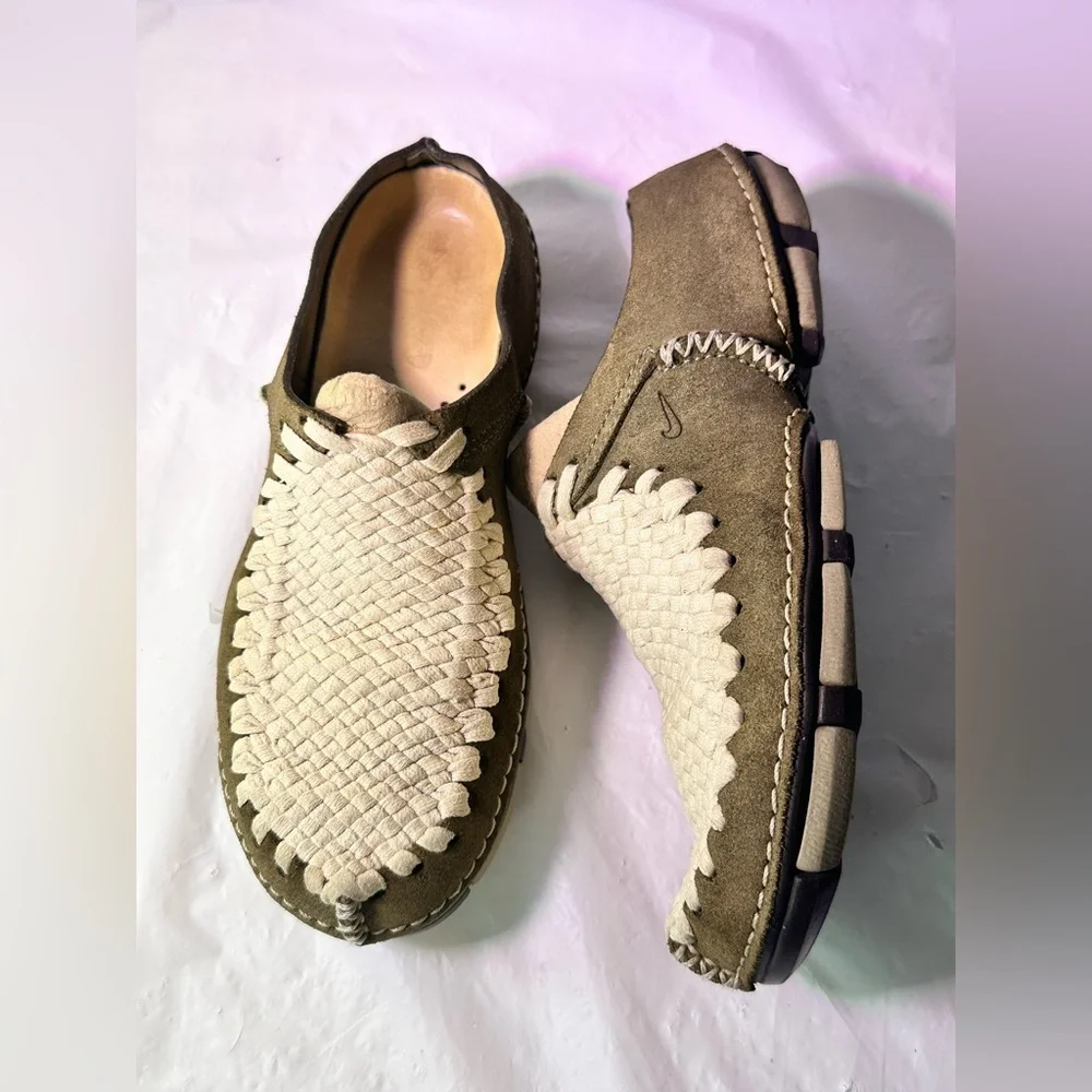 Nike Women's Taupe Suede & Cream Woven Mule